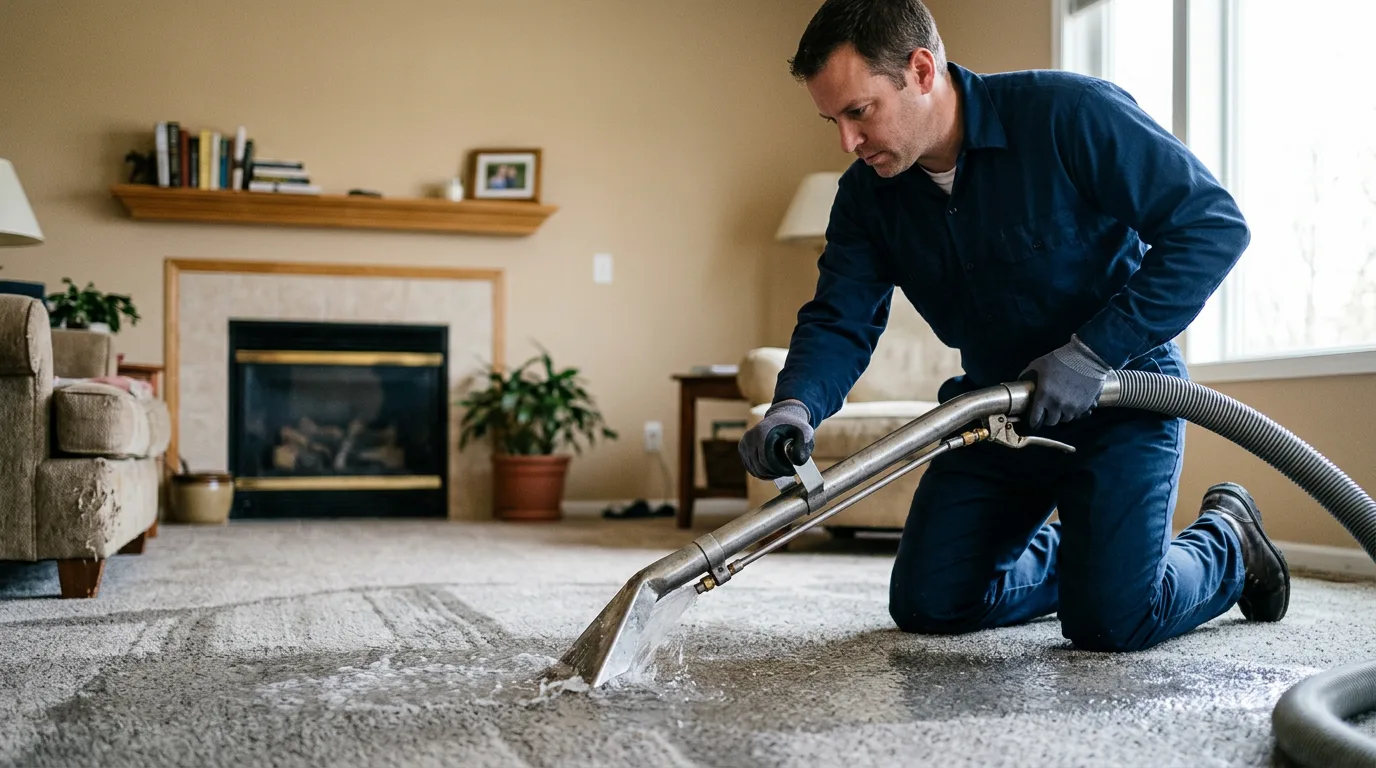 Water damage restoration technician working near Malcom, IA